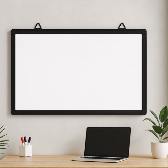 BRASQ Whiteboard 60x90 cm magnetisch – met accessoires set (markers, wisser, magneten) - Schoolbord - Magneetbord – zwart