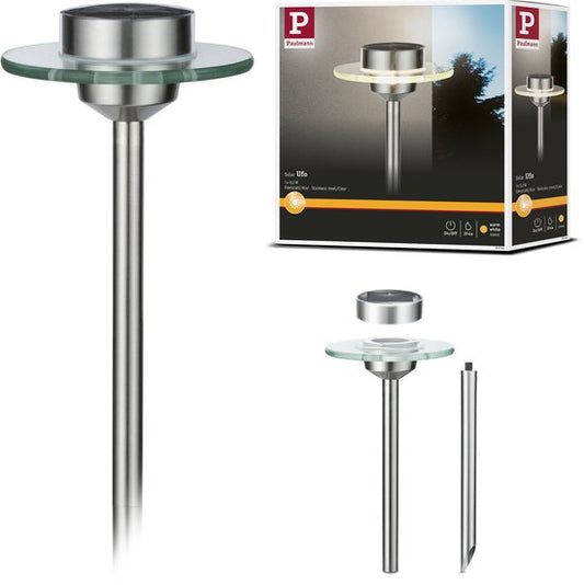 Solar LED-tuinspots Ufo IP44 3000K Edelstaal, Helder