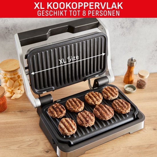 Tefal OptiGrill 4in1 GC774D - Intelligente Contactgrill - Inclusief Bakschaal - 9 Automatische programma's - Gaarheidsindicator - 2100W