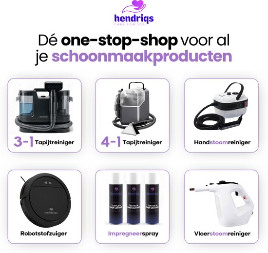 Hendriqs® 3-1 Tapijtreiniger 65°C met Anti-Verstopping Functie | Hoogste Zuigkracht in zijn Klasse - Draagbare Vlekkenreiniger Bank, Textiel, Matras - Zetelreiniger met Opzuig - Stoomreiniger - Bank Reiniger - Meubelreiniger - Reinigingsmachine