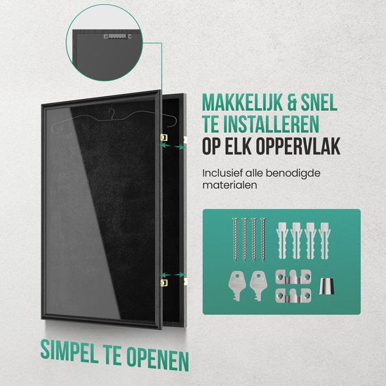 Avalo Wissellijst 80x60 cm Zwart - Diepe Fotolijst Box Frame - Geschikt voor Voetbal Shirt Inlijsten - Openklapbaar