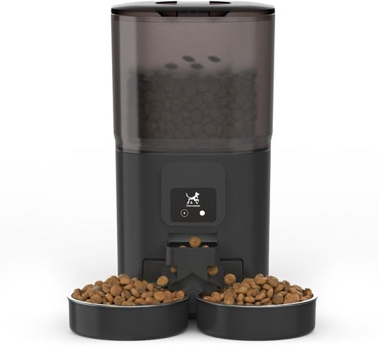 Viervoeter Feed Dual - Automatische Voerbak 7L - Kat en Hond - Voerautomaat met App & Audio - Zwart