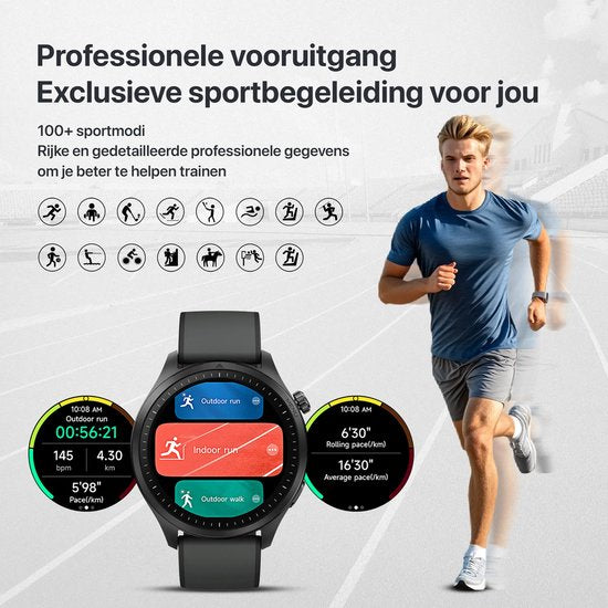 Otiume Modern Pulse GTR1 – Smartwatch – 46mm Amoled Display – Dual GPS – Bluetooth bellen – Zwart