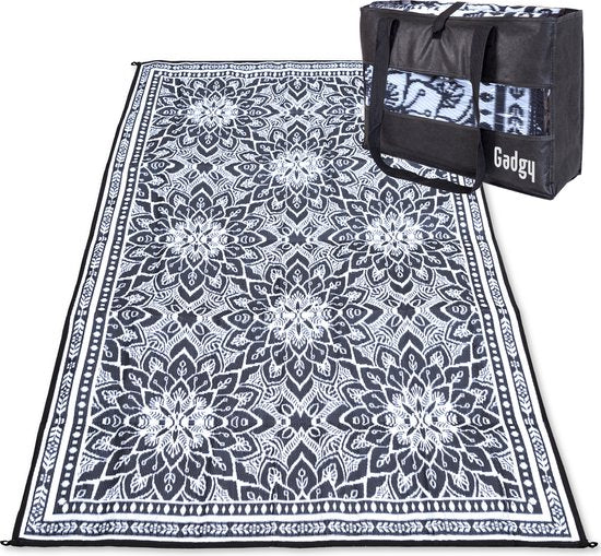 Gadgy Buitenkleed – Dubbelzijdig Tuintapijt, Weer- & UV-bestendig – 300 x 200 cm – Zwart/Wit