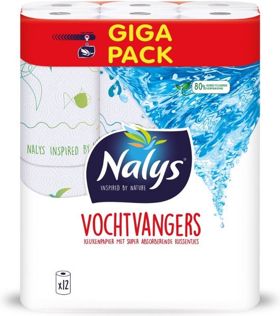 Nalys - Keukenpapier Vochtvangers - 12 rollen