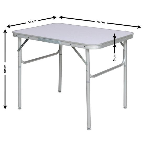 tectake® - Campingtafel opvouwbaar - Draagbare kampeertafel - Vouwtafel buiten - Inklapbare tafel - Weerbestendig - 75x55x68cm - Grijs