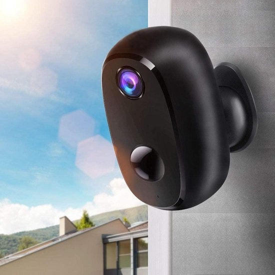 Smart Home Beveiligingscamera - Accu - Buiten - Incl App & SD Kaart - Nachtzicht - Zwart
