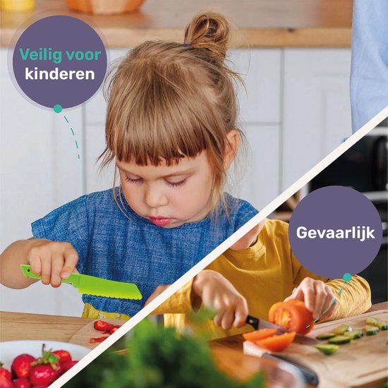 Qwali XL Kindermessen Set - Veilig - Inc. snijplank - Kinder - bestek - Messen - Kind