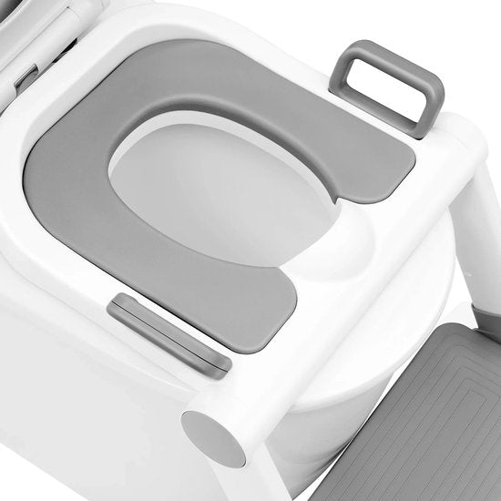 Kinder Toiletbril - WC-Bril Antibacterieel - Soft-Close - PVC - Wit-Grijs - 38x40 cm