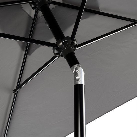 Tristar Stokparasol - Vierkant - 200x200cm - Balkon & Tuin - Kantelbaar - Incl. Beschermhoes - PA-7901 - Donkergrijs