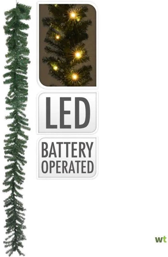 Guirlande - 35 LEDs - timerfunctie - op batterijen - warm wit - 270 cm