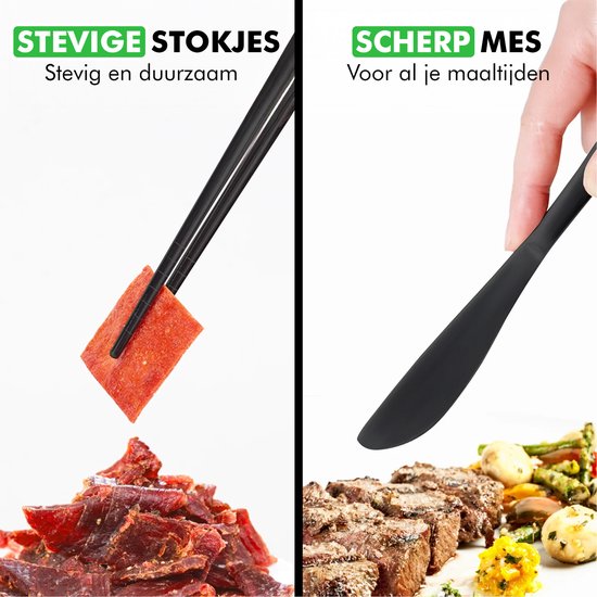 Travelhawk Reisbestek - bestek to go - meeneem bestek - Reis bestek - Inclusief Handige Draagtas - Zwart