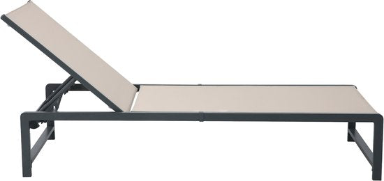 AXI Zane Ligbed Antraciet/bruin– Gepoedercoat stalen frame – Rugleuning met 5 standen – Textileen liggedeelte – 173x62 cm