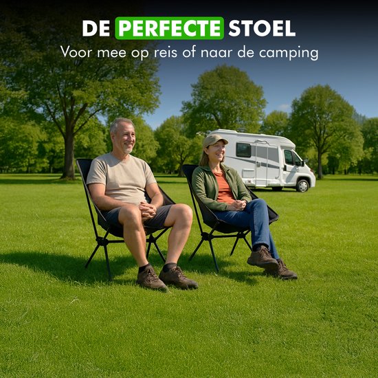 Travelhawk Campingstoel - Strandstoel - Strandstoel Opvouwbaar - Visstoel - Vouwstoel - Opvouwbaar - Inklapbaar - Lichtgewicht - Zwart