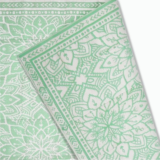 Goliving Buitenkleed Summer Flora - 183x290CM - Tuintapijt - Buitentapijt - Vloerkleed - Tuinkleed - Omkeerbaar - Incl. Draagtas - Groen/Wit