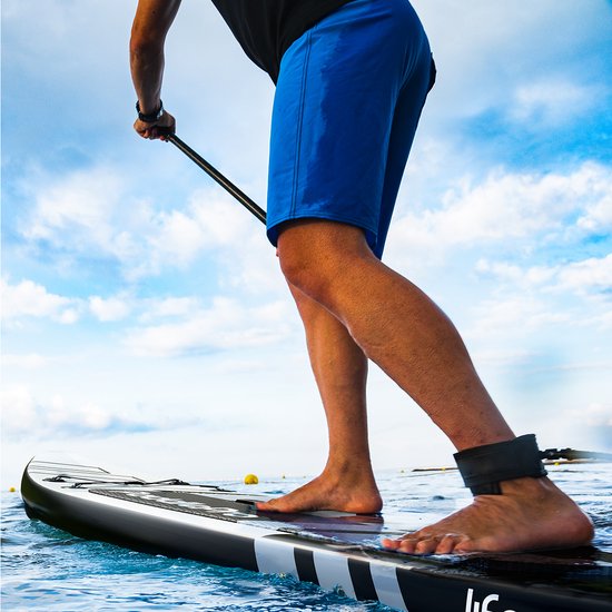 LifeGoods PaddlePro SUP Board Pro - Pro Set - Opblaasbaar Paddle Board - Max. 150KG - 320x81cm - Zwart/Wit