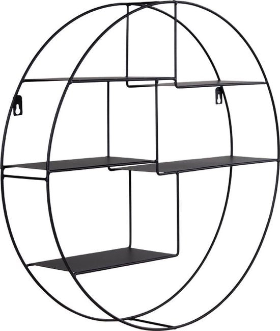 Genk Wandplank Rond - Zwart Staal - Ø47 cm - Diepte 10 cm - Moderne Design Wandplank