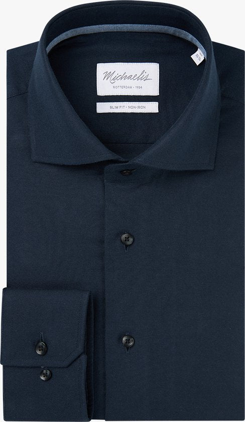 Michaelis slim fit heren overhemd - dobby - groen - Strijkvriendelijk - Boordmaat: 40