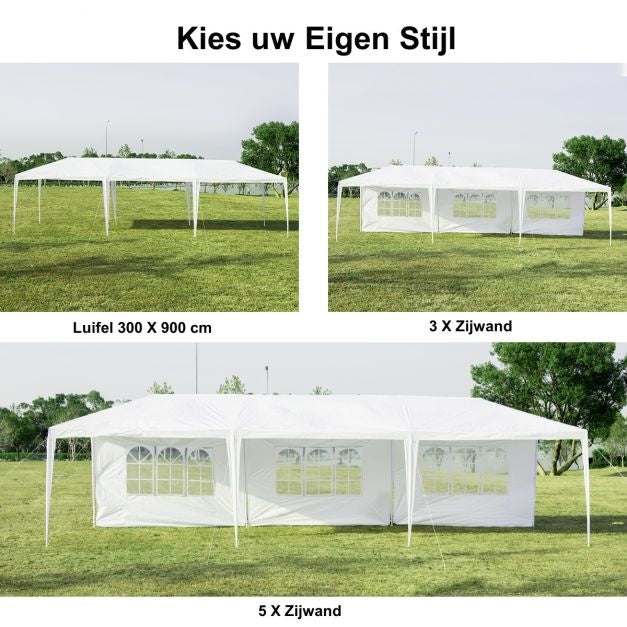 Coast Partytent - Paviljoen - 5 Zijwanden - Waterdicht - 300 x 900 cm - Wit