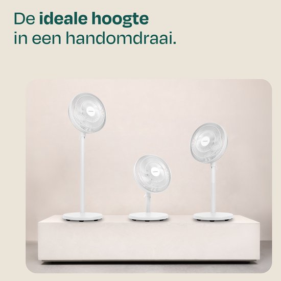 VONROC Vloerventilator - 3 snelheden – incl. afstandsbediening - timer - verstelbaar in 3 hoogtes - wit
