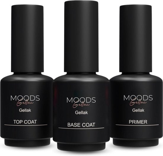 Moods Gellac Starterspakket - Primer - Base Coat - Top Coat - Gellak - LED Lamp Nagellak - 7.3 ML