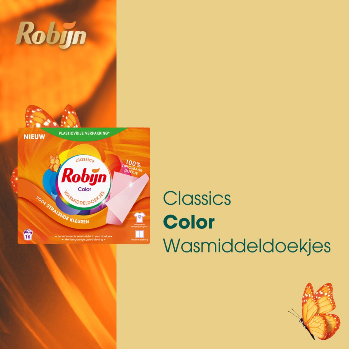 Robijn Color Wasmiddeldoekjes – 10 Verpakkingen – 160 Wasstrips – Kleurbehoud