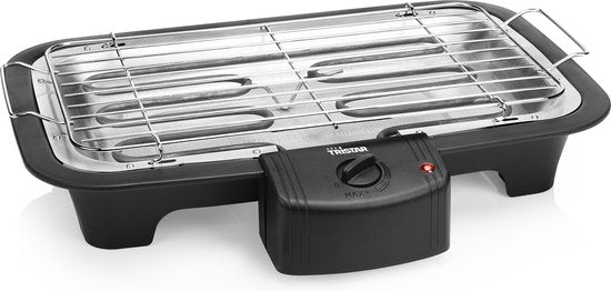 Tristar BQ-2813 Elektrische BBQ – Rookarme Tafelbarbecue 2000W – Grillrooster 38x22 cm – Zwart - Perfect voor Balkon of Camping