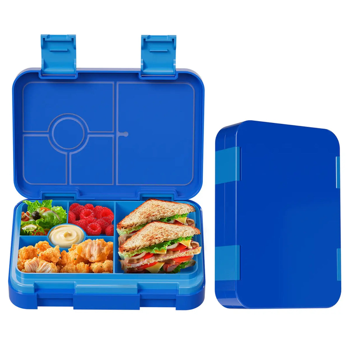 Meoky Lunchbox 5 Compartimenten met Dubbele Sluiting - Blauw