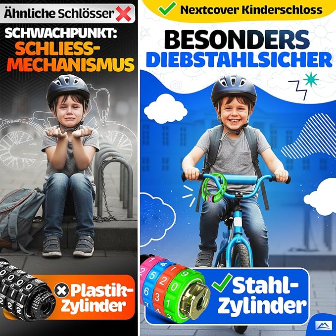 NEXTCOVER® Kinderfietsslot - 4-cijferige code - Scooterslot Extra robuust & veilig - Groen