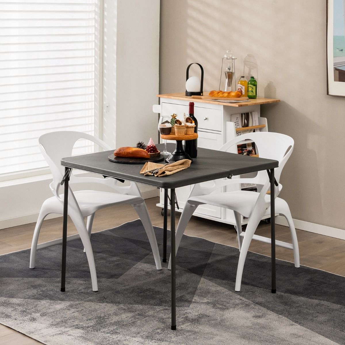 Coast Opvouwbare Campingtafel - Draagbaar met Handvat - Lichtgewicht - Grijs 86 x 86 x 73 cm