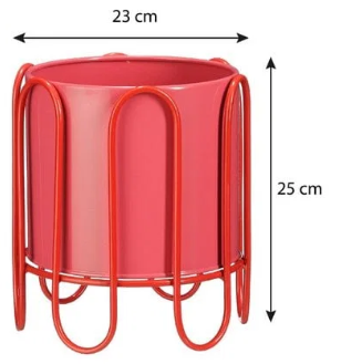Mica Decorations Dione Bloempot op Standaard - Roze/Rood - H25 x Ø23 cm
