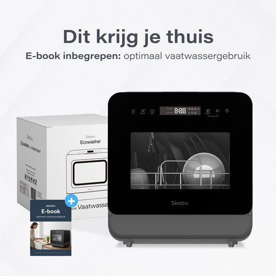 Skoov Mini Vaatwasser met waterreservoir PRO - 3 couverts - 6 wasprogramma's - Zwart