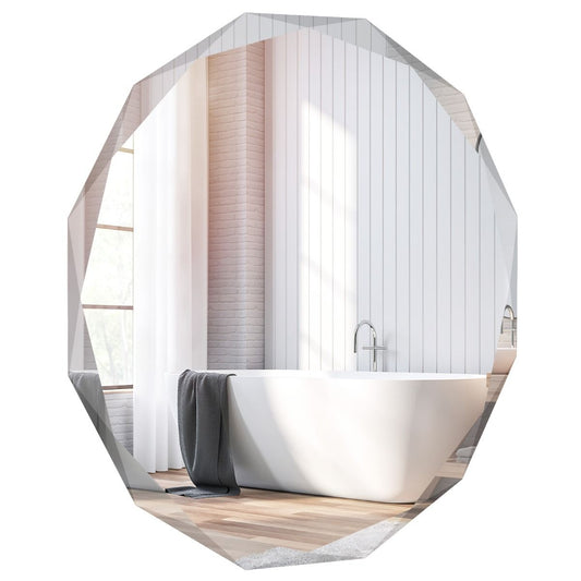 Coast Frameloze Wandspiegel Rond 76x76 cm Zilver – Decoratieve Badkamer- en Halspiegel met Afgeschuinde Randen