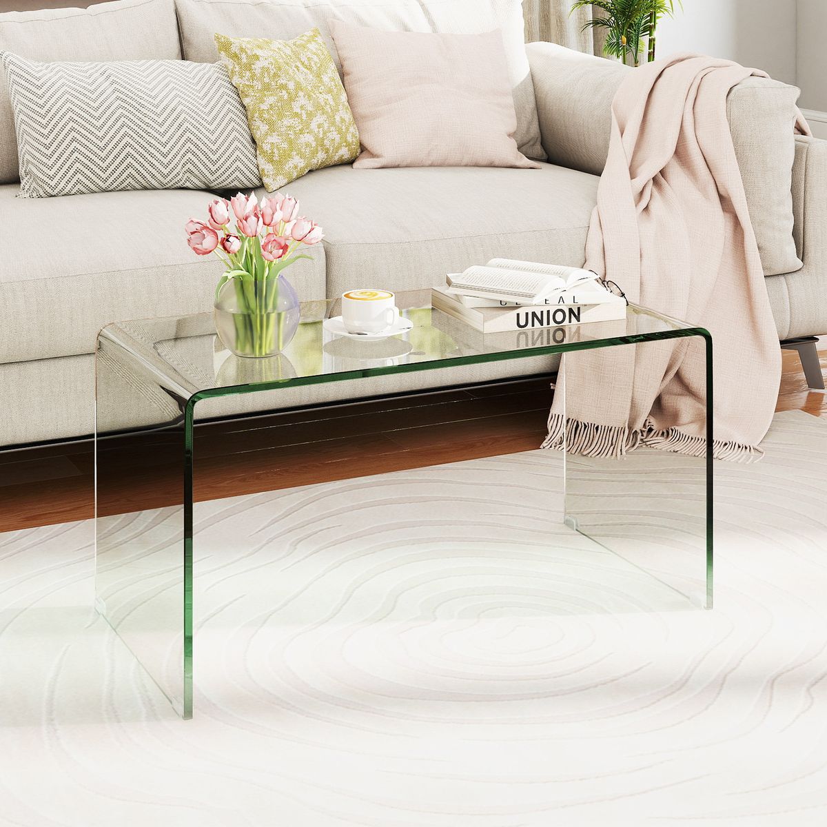 Coast Salontafel - U-vormig bijzettafel - gehard glas - 81,5 x 42 x 40 cm - transparant