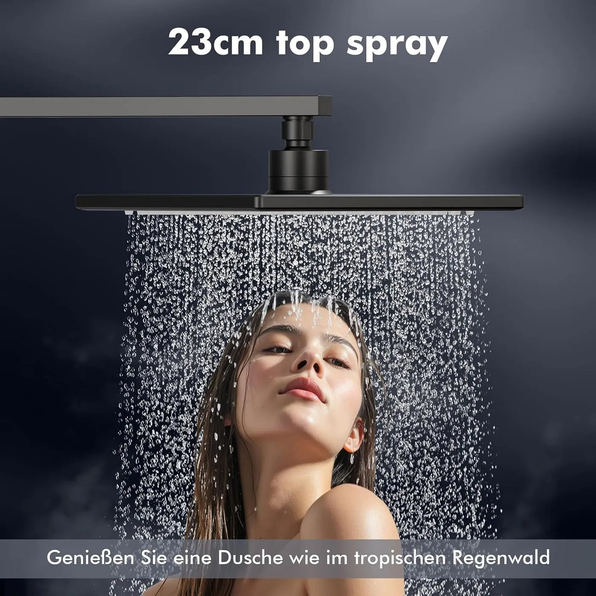 Homelody Regendouche Set zonder Thermostaat - Vierkante Hoofddouche 20 x 20 cm - Verstelbare Douchestang 73-115 cm - Zwart