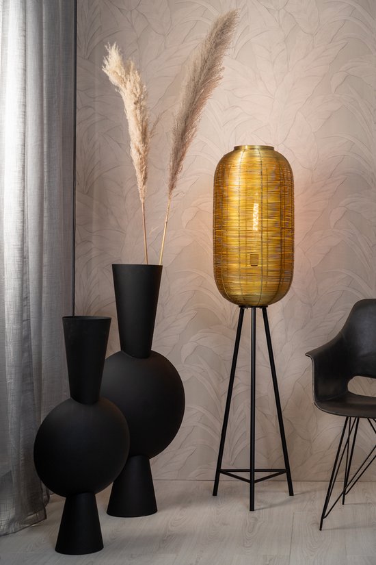 Light & Living Vaas Kavandu - Zwart - 37.5x22x81cm - Metaal - Modern - Bloemenvaas - Woondecoratie - Decoratieve vaas voor woonkamer of slaapkamer