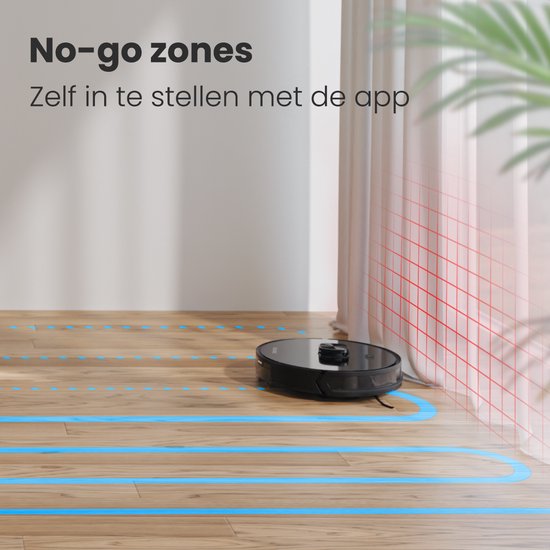 Auronic Robotstofzuiger – Dweilfunctie & Lidar Navigatie – Tot 180 min Gebruiksduur – 4000Pa Zuigkracht – 34,5 x 34,5 x 9,7 cm – Zwart