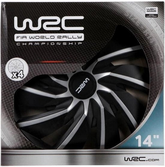 WRC Wieldoppen 14 inch - zilver/zwart - 4st