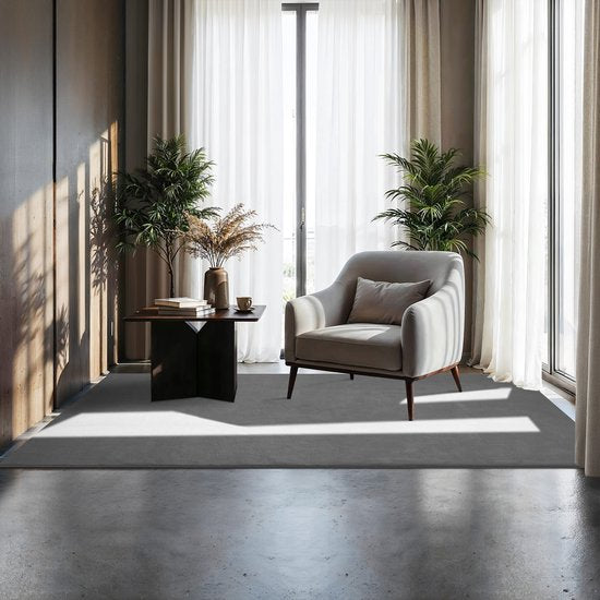 tectake® Kortpolig Vloerkleed - 120 x 170 cm - Grijs - Tapijt voor Woonkamer, Slaapkamer, Eetkamer - Onderhoudsvriendelijk en Wasbaar - Antislip Ondertapijt - Allergievriendelijk - Diverse maten en kleuren
