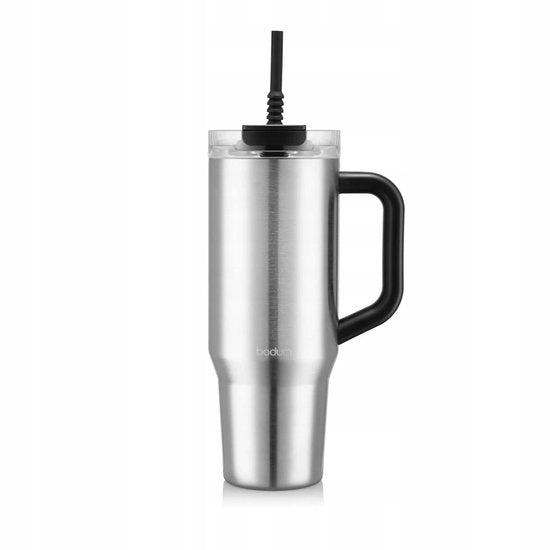 Bodum Thermosbeker met Rietje en Handvat - 1.2L Zilver