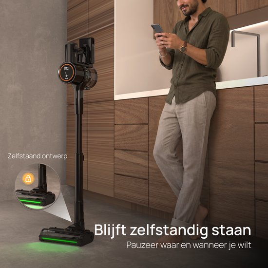 Skrub Steelstofzuiger Draadloos 500W - 60 Min - 32kPa - HEPA H13 - Kruimeldief - Snoerloze Stofzuiger zonder zak