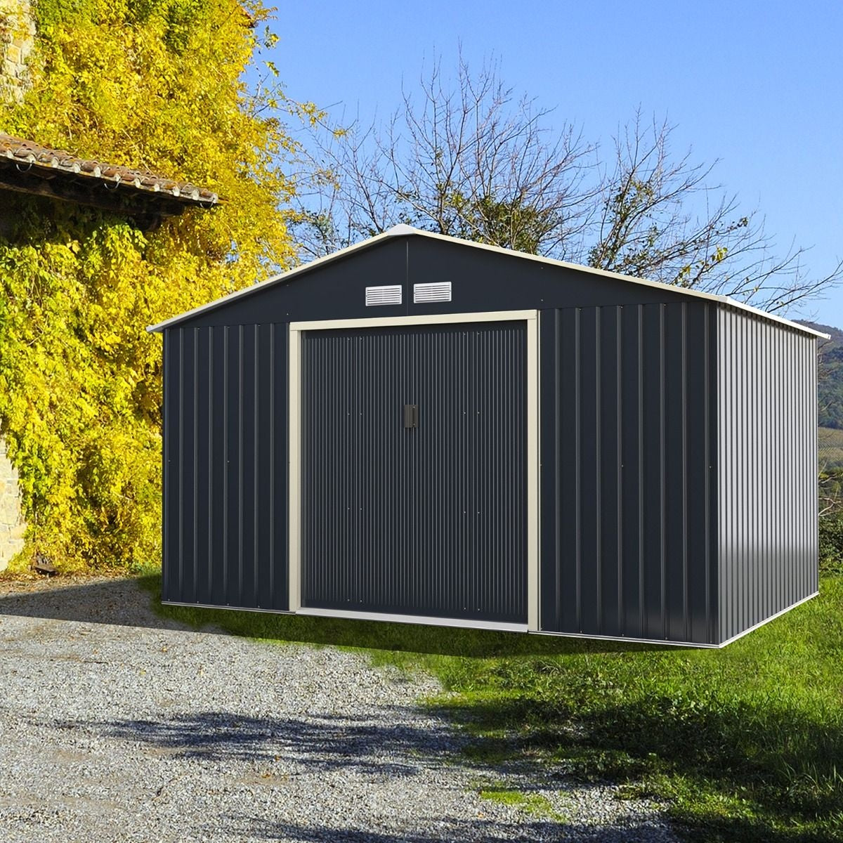 Coast Opbergschuur – Met Schuifdeur & Ventilatiesleuven – 340 x 255 x 210 cm – Metaal