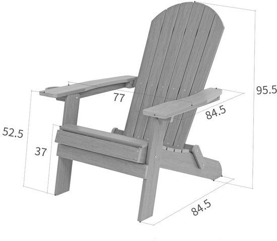 AXI Claire Adirondack Stoel Blauw – Kunststof loungestoel met armleuningen – Opklapbaar - Hoge rugleuning - Tuinstoel - 84,5 x 77 x 95,5 cm - Duurzaam & weerbestendig