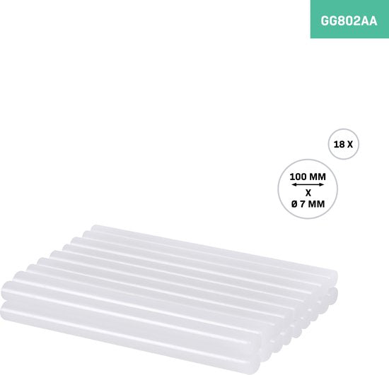 VONROC Lijmpatronen Ø7 x 100mm – 18 stuks | Voor GG502DC