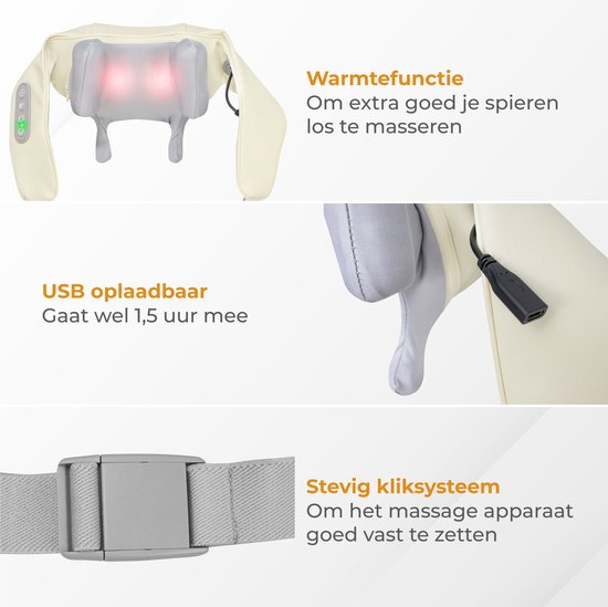 Nuvance - Massagekussen  ook voor Arm Rug & Been Wit