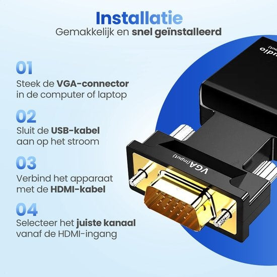 Garpex® VGA naar HDMI Adapter - 1080p Full HD - Analoog naar Digitaal - Universele Converter