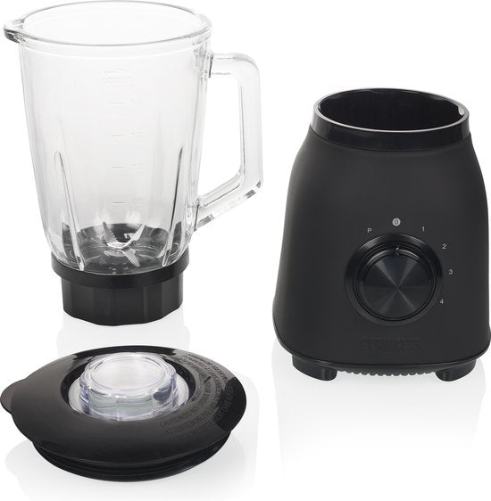 Princess 212092 Black Steel Blender 1000 - 4 Snelheden – Krachtig 1000W - 1.5 L - Glaskan - Ice Crush - Vaatwasmachine bestendig