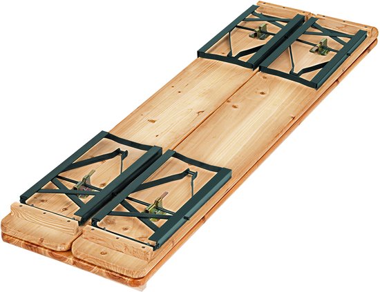 tectake® - Biertafel met 2 banken - 8 personen - 170 cm lang - 3-delige biertafelset met inklapbare tafel en banken - Tuintafel - Bierbank Oktoberfest