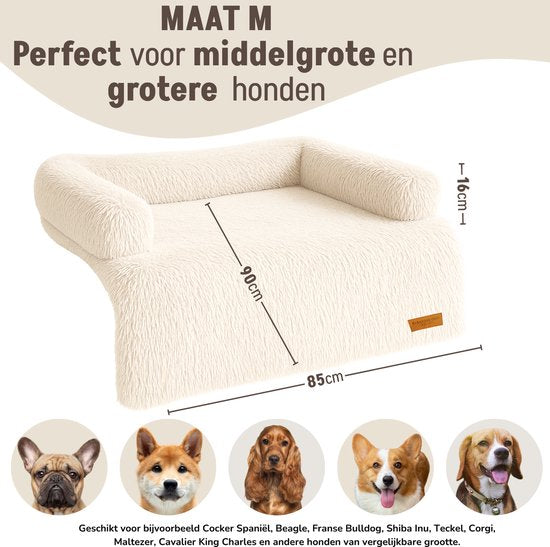 By Cee Cee – Hondendeken Voor Bank – 85 x 90 x 16 cm – Voorzien Van Volledig Afritsbare Hoes En Extra Stevige Zijranden – Voor Meubelbescherming – Beige Polyester