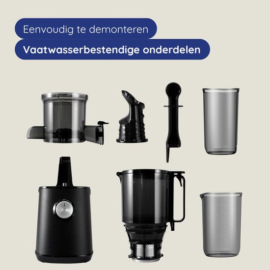 Safecourt Kitchen Sapcentrifuge - Slowjuicer voor Groenten & Fruit - XXL Vulopening - Krachtige motor - Zwart
